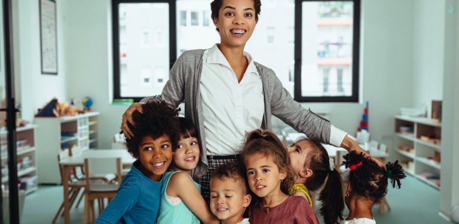 female teacher smiling