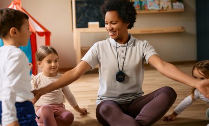 female teacher smiling