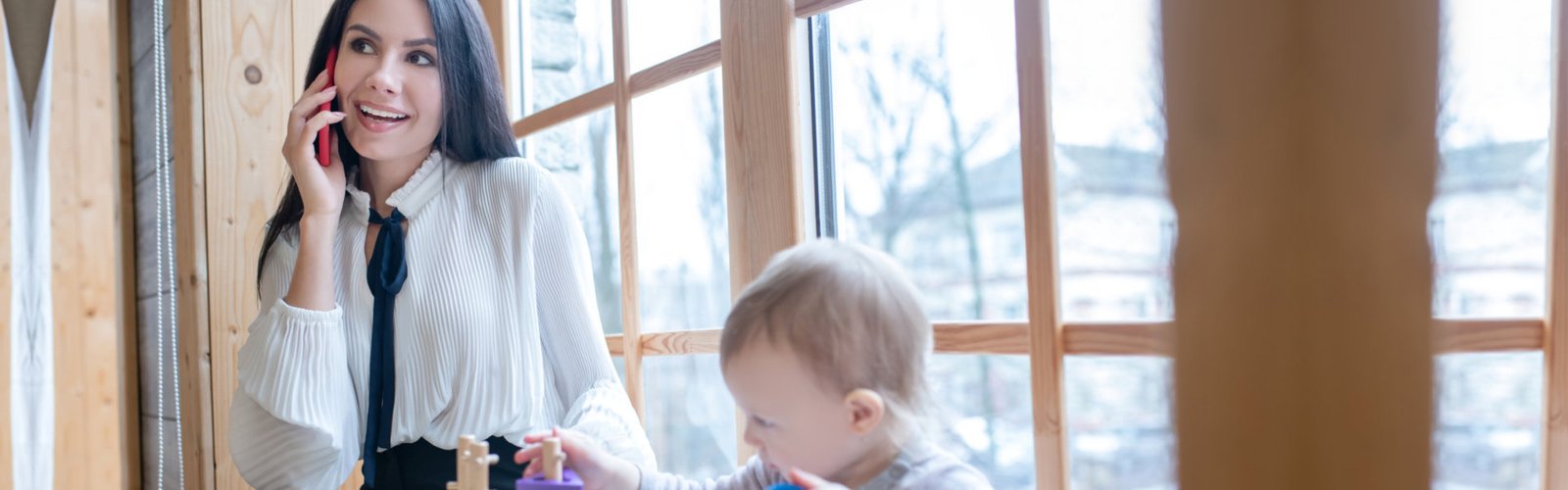 woman talking to a call