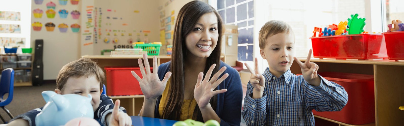 female teacher smiling